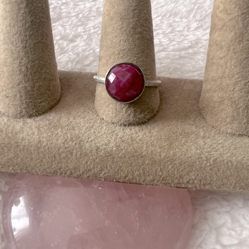 Rough Ruby Genuine Gemstone Sterling Ring - image 2
